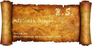 Mácsik Simon névjegykártya