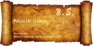 Mácsik Simon névjegykártya