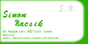 simon macsik business card